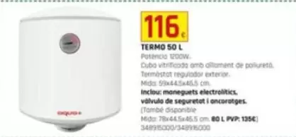 Oferta de Aqua+ - Termo 50 L por 116€ en Fes Més