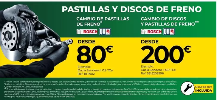 Oferta de Bosch - Pastillas Y Dis Pastillas De Freno por 80€ en Feu Vert