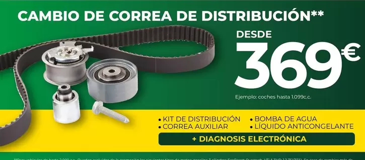 Oferta de Cambio De Correa De Distribución por 369€ en Feu Vert