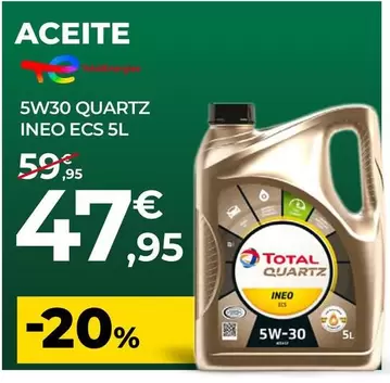 Oferta de Total Quartz -  5W30  INEO ECS 5L por 47,95€ en Feu Vert