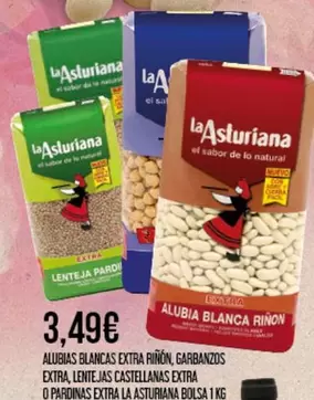 Oferta de La Asturiana - Alubias Blancas Extra Riñón, Garbanzos Extra por 3,49€ en Claudio