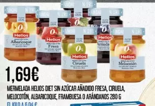 Oferta de Helios - Mermelada  Diet Sin Azucar Anadido Fresa, Ciruela, Melocotón, Albaricoque, Frambuesa O Arandanos por 1,69€ en Claudio