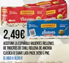 Oferta de Aceituna La Española Caliente Rellenas De Trocitos De Chill por 2,49€ en Claudio