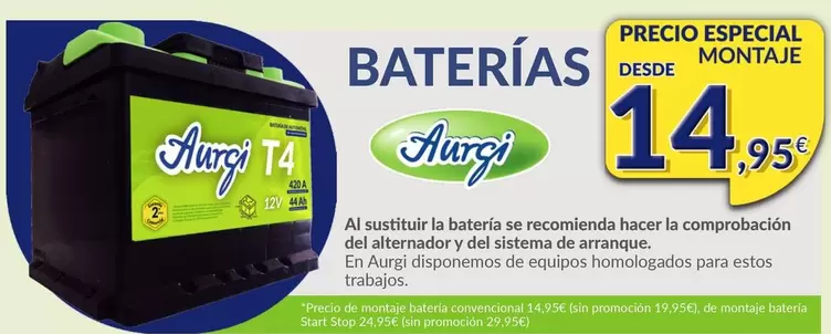 Oferta de Aurgi - Baterias por 14,95€ en Aurgi