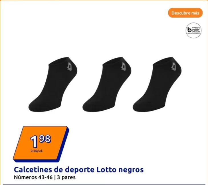 Oferta de Lotto - Calcetines De Deporte Negros por 1,98€ en Action