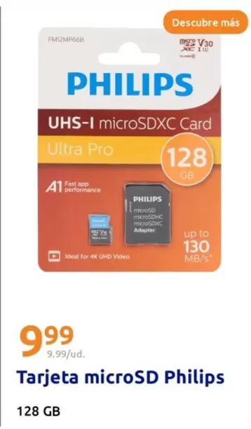 Oferta de Philips - Tarjeta MicroSD por 9,99€ en Action