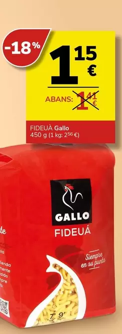 Oferta de Gallo - Fideua por 1,15€ en Supermercados Charter