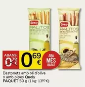 Oferta de Quely - Bastonets Amb Oli D'Oliva O Amb Pipes por 0,69€ en Supermercados Charter