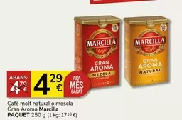 Oferta de Marcilla - Cafe Molt Natural O Mescla Gran Aroma/ Paquet por 4,29€ en Supermercados Charter