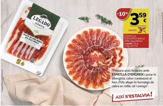 Oferta de Legado - Espatlla D'Engreix Ibèrica 50% Raça Ibèrica por 3,59€ en Supermercados Charter