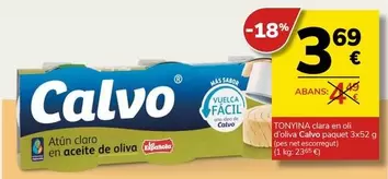 Oferta de Calvo - Tonyina Clara En Oli D'Oliva  por 3,69€ en Supermercados Charter