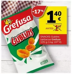 Oferta de Grefusa - Snacks Gublins Barbacoa por 1,4€ en Supermercados Charter