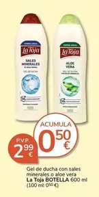 Oferta de La Toja - Gel De Ducha Con Sales Minerales O Ale Vera por 2,99€ en Supermercados Charter