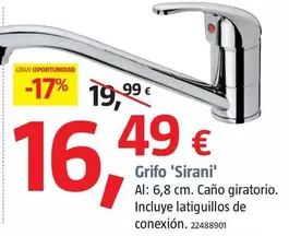 Oferta de Grifo 'Sirani' por 16,49€ en BAUHAUS