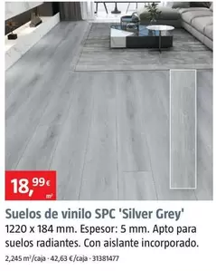 Oferta de Suelos De Vinilo SPC 'Silver Grey' por 18,99€ en BAUHAUS