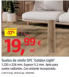 Oferta de Suelos De Vinilo SPC 'Golden Light' por 19,99€ en BAUHAUS