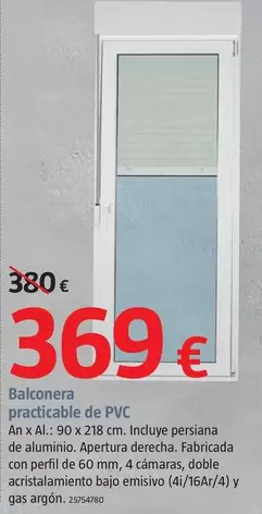 Oferta de Balconera Practicable De PVC por 369€ en BAUHAUS