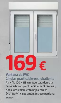 Oferta de Ventana De PVC 2 Hojas Practicable-oscilobatiente por 169€ en BAUHAUS