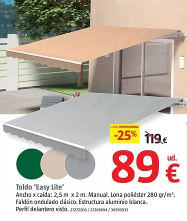 Oferta de Toldo 'Easy Lite' por 89€ en BAUHAUS