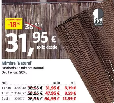 Oferta de Mimbre 'Natural' por 6,39€ en BAUHAUS