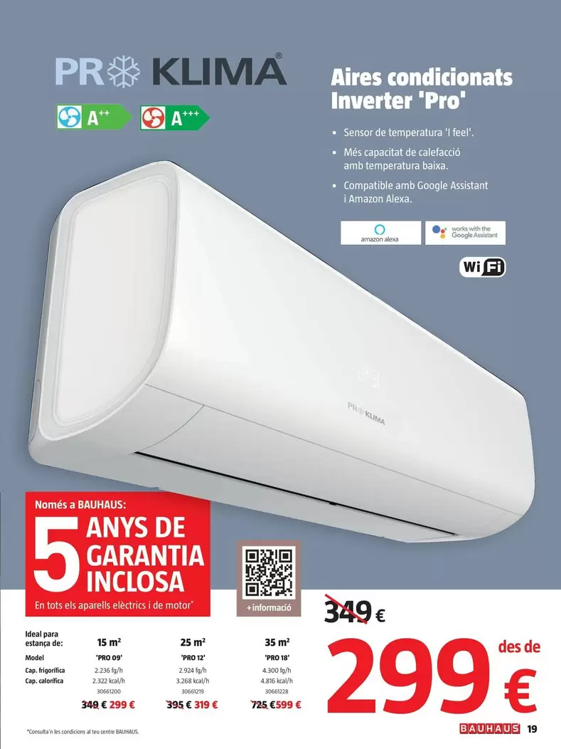 Oferta de Proklima - Aires Acondicionados Inverter 'Pro' por 299€ en BAUHAUS