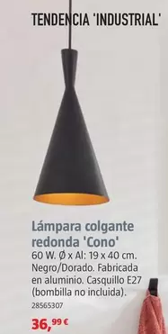 Oferta de Lámpara Colgante  Redonda 'Cono' por 36,99€ en BAUHAUS