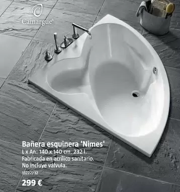 Oferta de Camargue - Bañera Esquinera 'Nimes' por 299€ en BAUHAUS