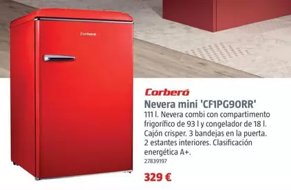 Oferta de Corberó - Nevera Mini 'CF1PG90RR' por 329€ en BAUHAUS