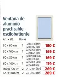 Oferta de Ventana De Aluminio Practicable-Oscilobatiente por 160€ en BAUHAUS