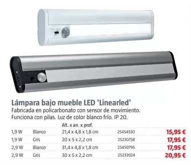 Oferta de Lampara Bajo Mueble LED 'Linearled' por 15,95€ en BAUHAUS