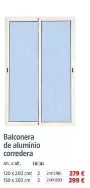 Oferta de Balconera De Aluminio Corredera por 279€ en BAUHAUS