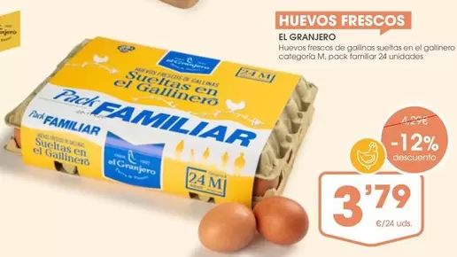 Oferta de El Granjero - Huevos Frescos por 3,79€ en Supermercados Plaza