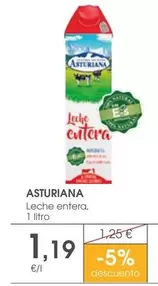 Oferta de La Asturiana - Leche Entera por 1,19€ en Supermercados Plaza