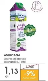 Oferta de La Asturiana - Leche Sin Lactosa Desnatada por 1,13€ en Supermercados Plaza