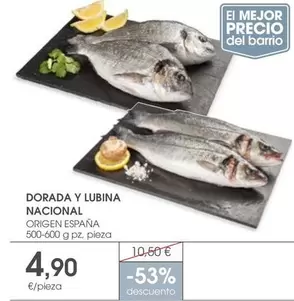 Oferta de Dorada - Dorada Y Lubina Nacional por 4,9€ en Supermercados Plaza