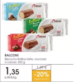 Oferta de Balconi - Bizcocho Rollino Latte por 1,35€ en Supermercados Plaza