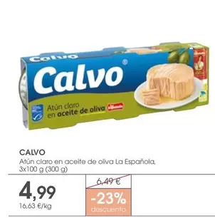 Oferta de Calvo - Atun Claro En Aceite De Oliva por 4,99€ en Supermercados Plaza