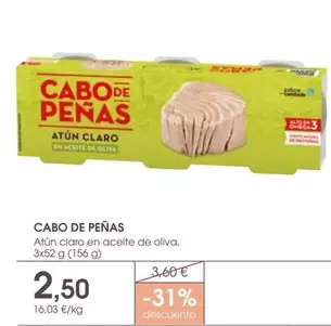 Oferta de Cabo de Peñas - Atun Claro En Aceite De Oliva por 2,5€ en Supermercados Plaza