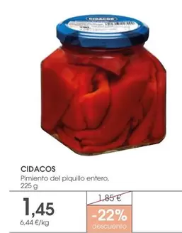 Oferta de Cidacos - Pimiento Del Piquillo Entero por 1,45€ en Supermercados Plaza