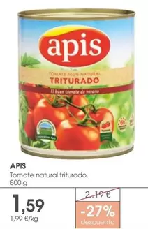 Oferta de Apis - Tomate Natural Triturado por 1,59€ en Supermercados Plaza