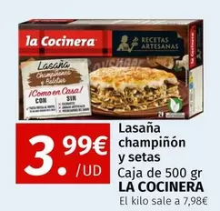 Oferta de La Cocinera - Lasaña Champiñón Y Setas por 3,99€ en Maskom Supermercados