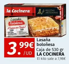 Oferta de La Cocinera - Lasaña Boloñesa por 3,99€ en Maskom Supermercados