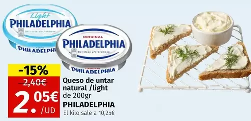 Oferta de Philadelphia - Queso De Untar Natural / Light por 2,05€ en Maskom Supermercados