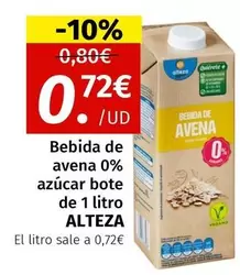 Oferta de Alteza - Bebida De Avena 0% Azucar Bote De 1 Litro por 0,72€ en Maskom Supermercados