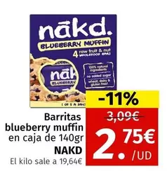 Oferta de Nakd - Barritas Blueberry Muffin En Caja por 2,75€ en Maskom Supermercados