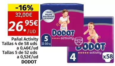 Oferta de Dodot - Pañal Activity por 26,95€ en Maskom Supermercados