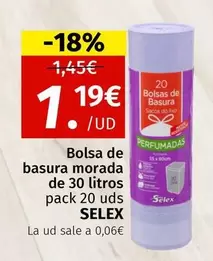 Oferta de Selex - Bolsa De Basura Morada De 30 Litros por 1,19€ en Maskom Supermercados