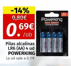 Oferta de Powerking - Pilas Alcalinas LR6 por 0,69€ en Maskom Supermercados