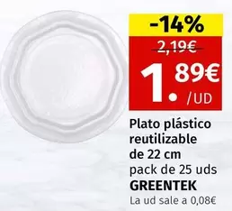 Oferta de Greentek - Plato Plástico Reutilizable por 1,89€ en Maskom Supermercados