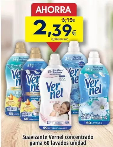 Oferta de Vernel - Suavizante Concentrado Gama 60 Lavados por 2,39€ en Froiz